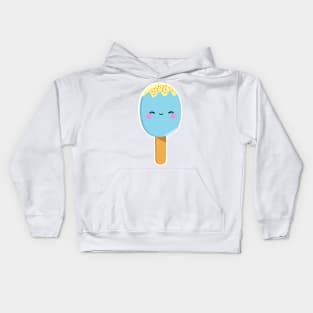 Cute blue lollipop, kawaii ice lolly, summer lolly, summer food Kids Hoodie